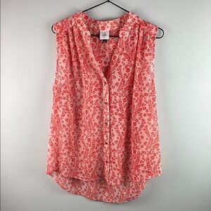 CAbi Sheer Floral Sleeveless Poppy Top Size M